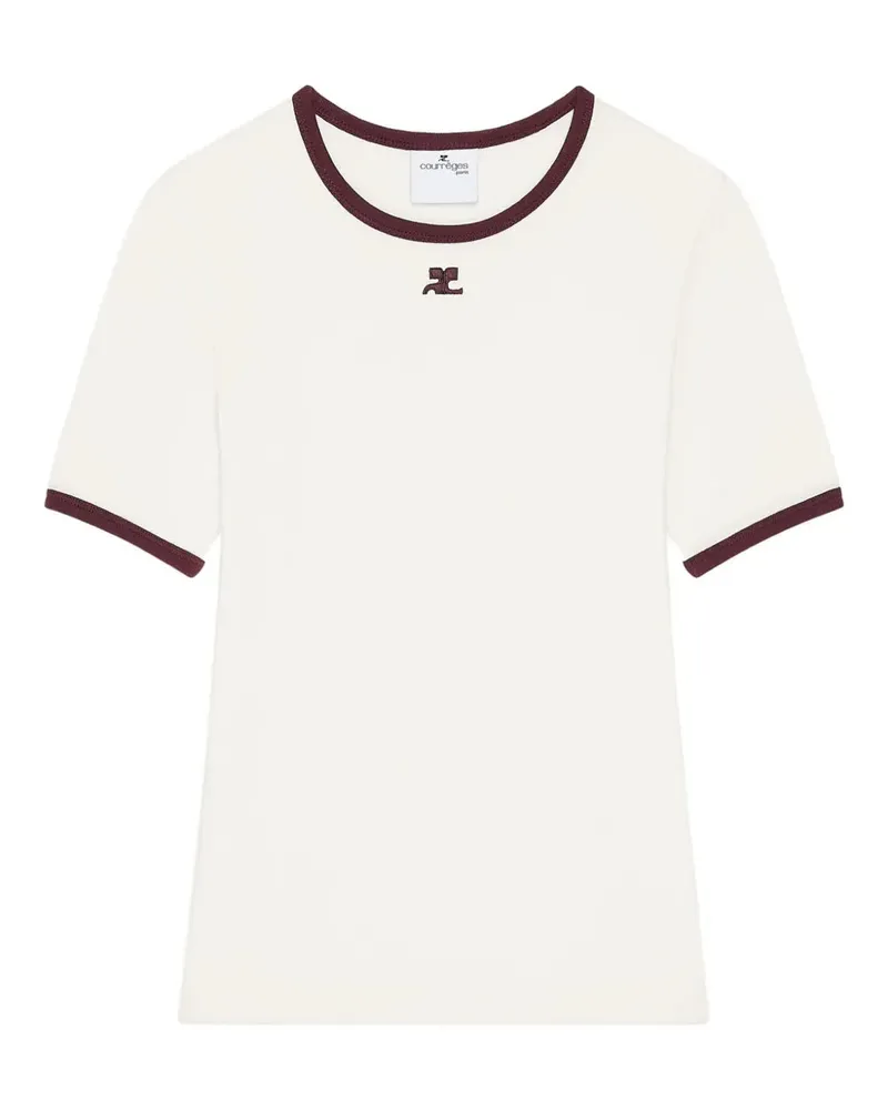 Courrèges Courreves Baumwoll -T -Shirt mit kontrastierender Ausstattung Heritage