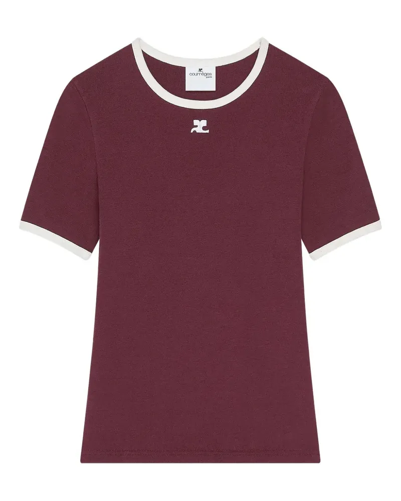 Courrèges Courreves Baumwoll -T -Shirt mit kontrastierender Ausstattung Heritage