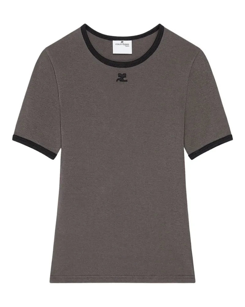 Courrèges Courreves Baumwoll -T -Shirt mit kontrastierender Ausstattung Heritage