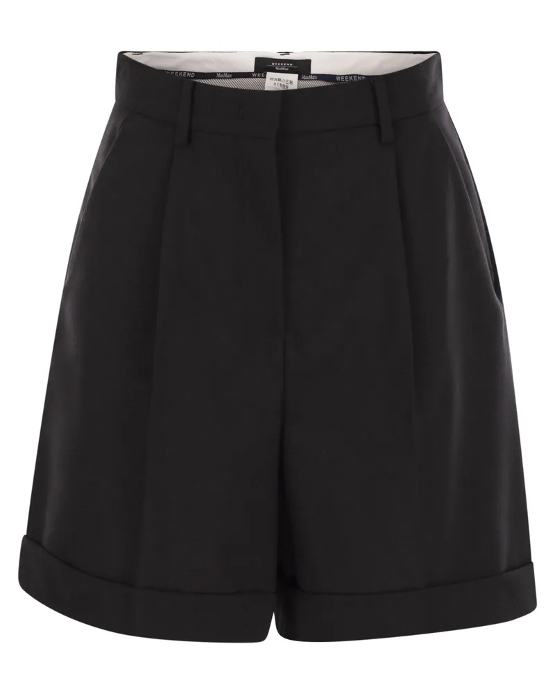 Weekend Max Mara Bussola1234 Woll-Canvas-Bermudashorts Black