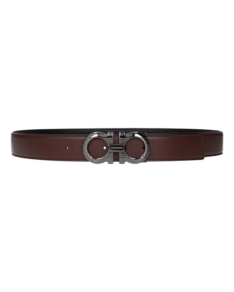 Ferragamo Männer 's Ledergürtel braun/schwarz -