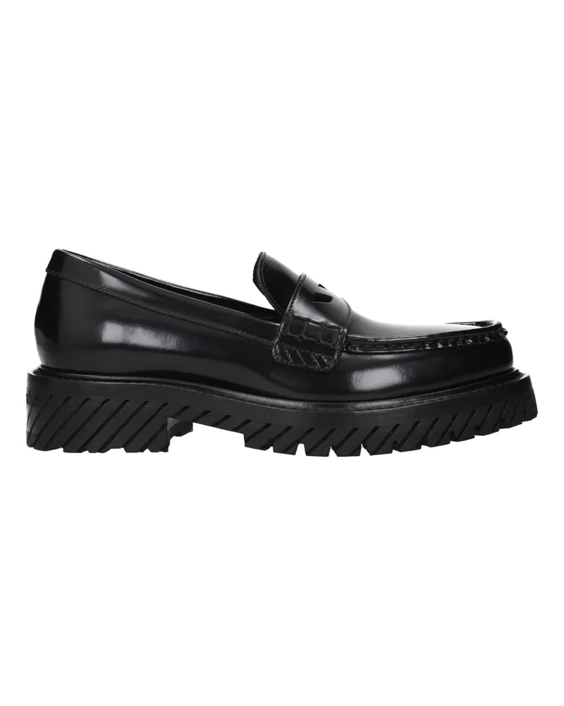 OFF-WHITE Off White Damens Combat Mokassins aus schwarzem Leder -