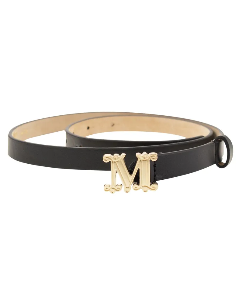 Max Mara Mgraziata15 Monogramm Ledergürtel Black