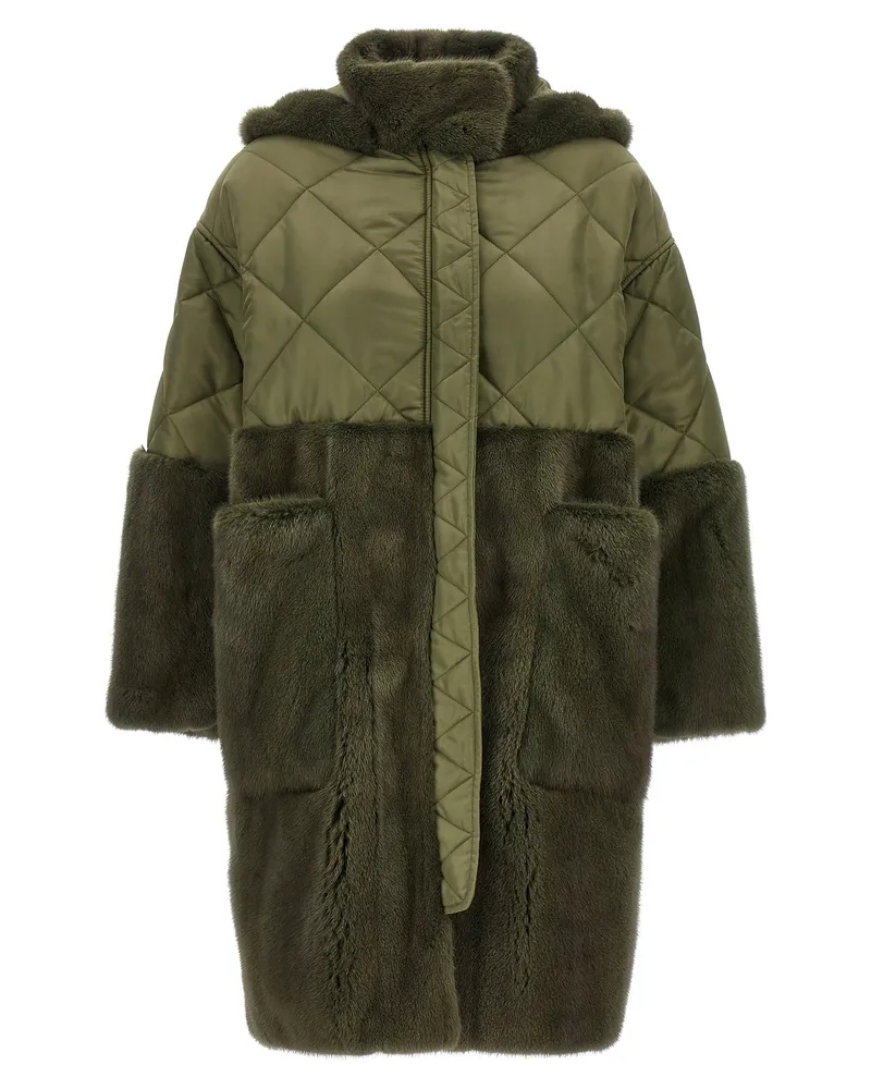 BLANCHA Nylon Diamond Visone' Long Down Jacke Green