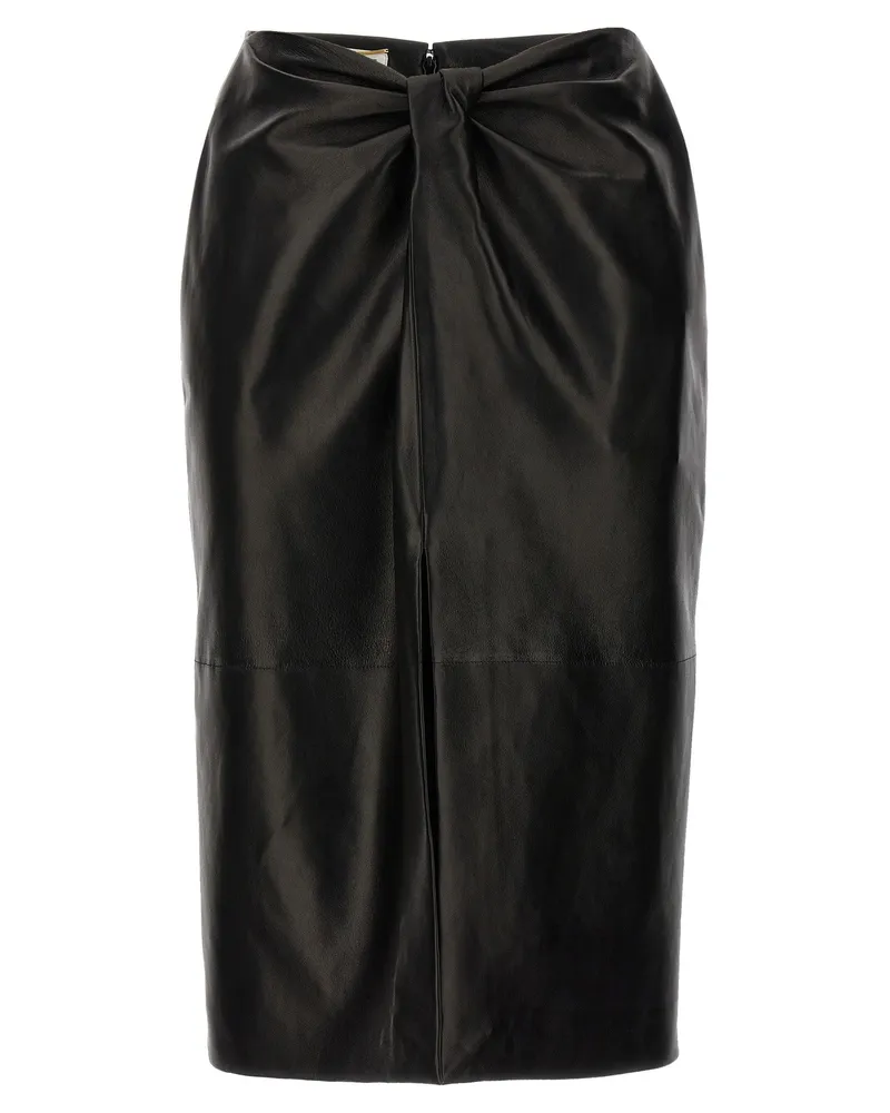 Saint Laurent Ruched Detail Lederrock Black