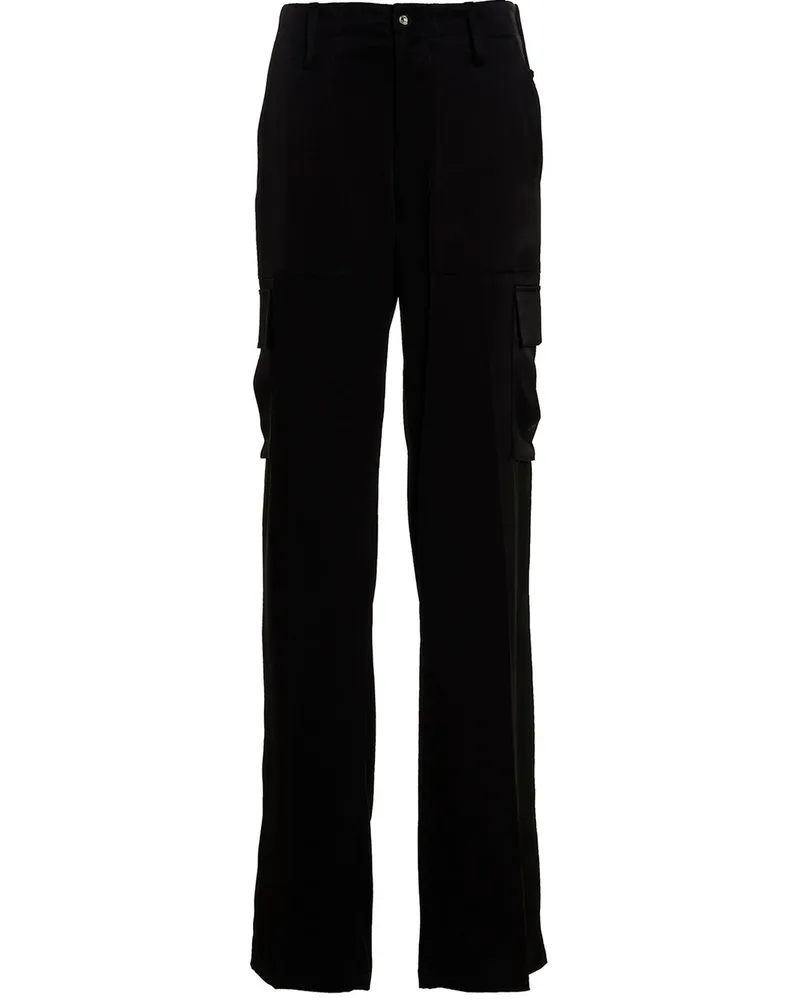 David Koma Satin Cargo Hosen Black