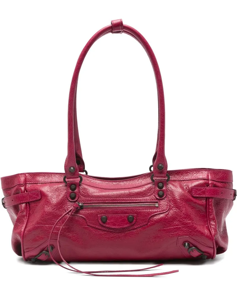 Balenciaga Ost West Leder Umhängetasche Fuchsia