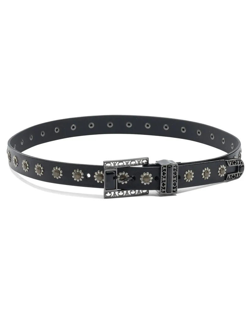 Golden Goose Goldener Gänsegürtel mit Stickerei Black