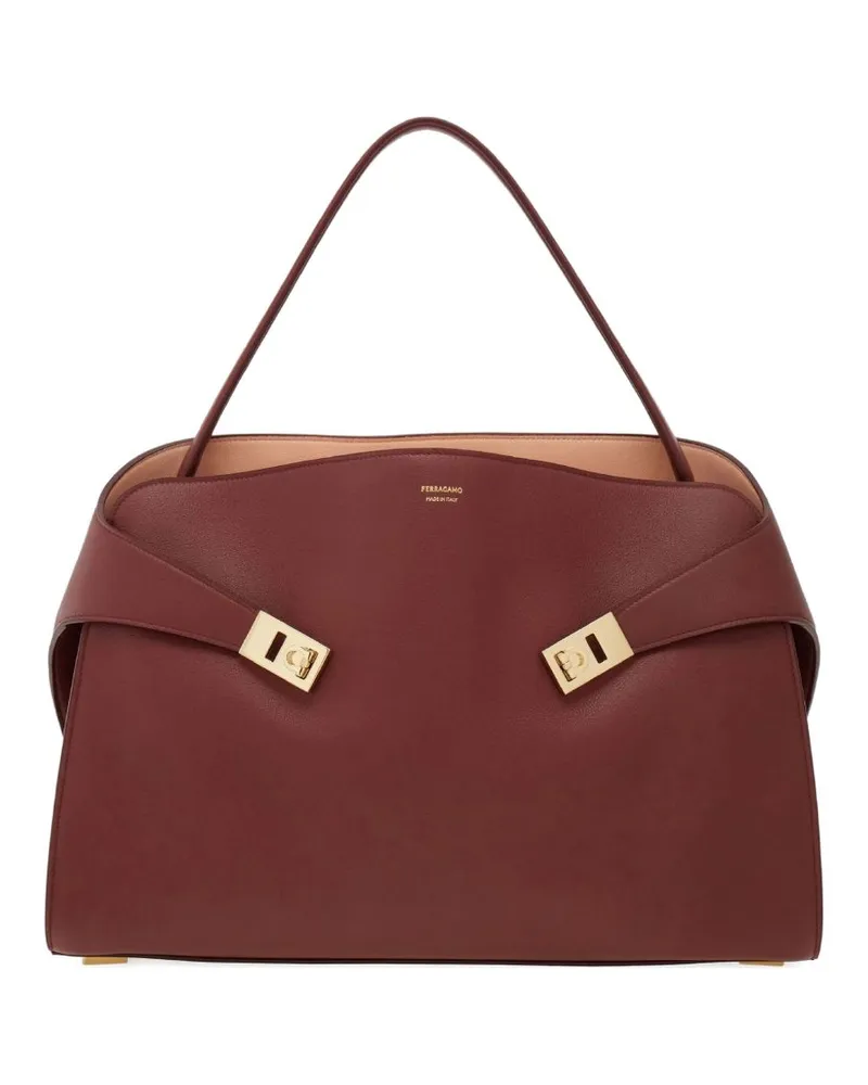 Ferragamo Umarmung mittelgroßer Leder -Tasche Tasche Brown