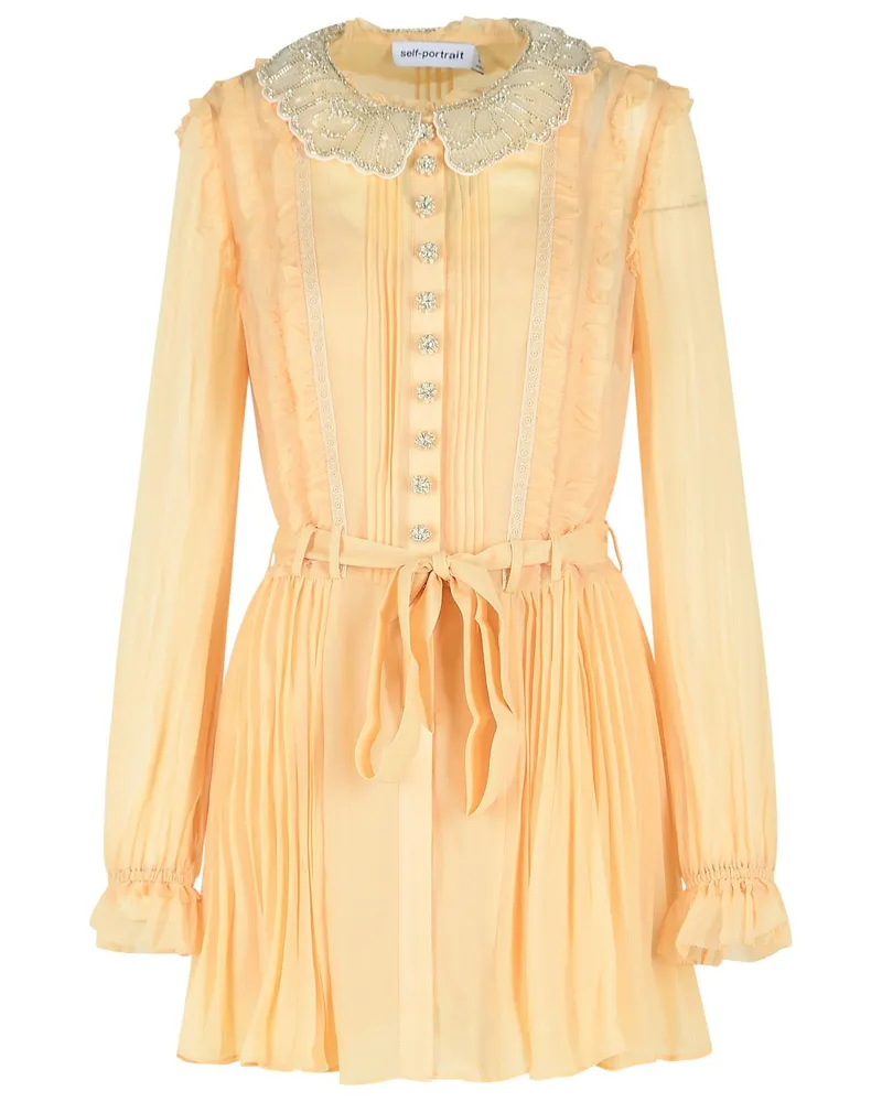 Self-Portrait Selbstporträt-Minikleid aus cremefarbener Viskose Cream