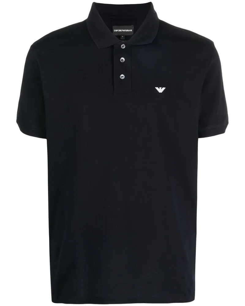 Emporio Armani Logo Cotton Polo -Hemd Blue