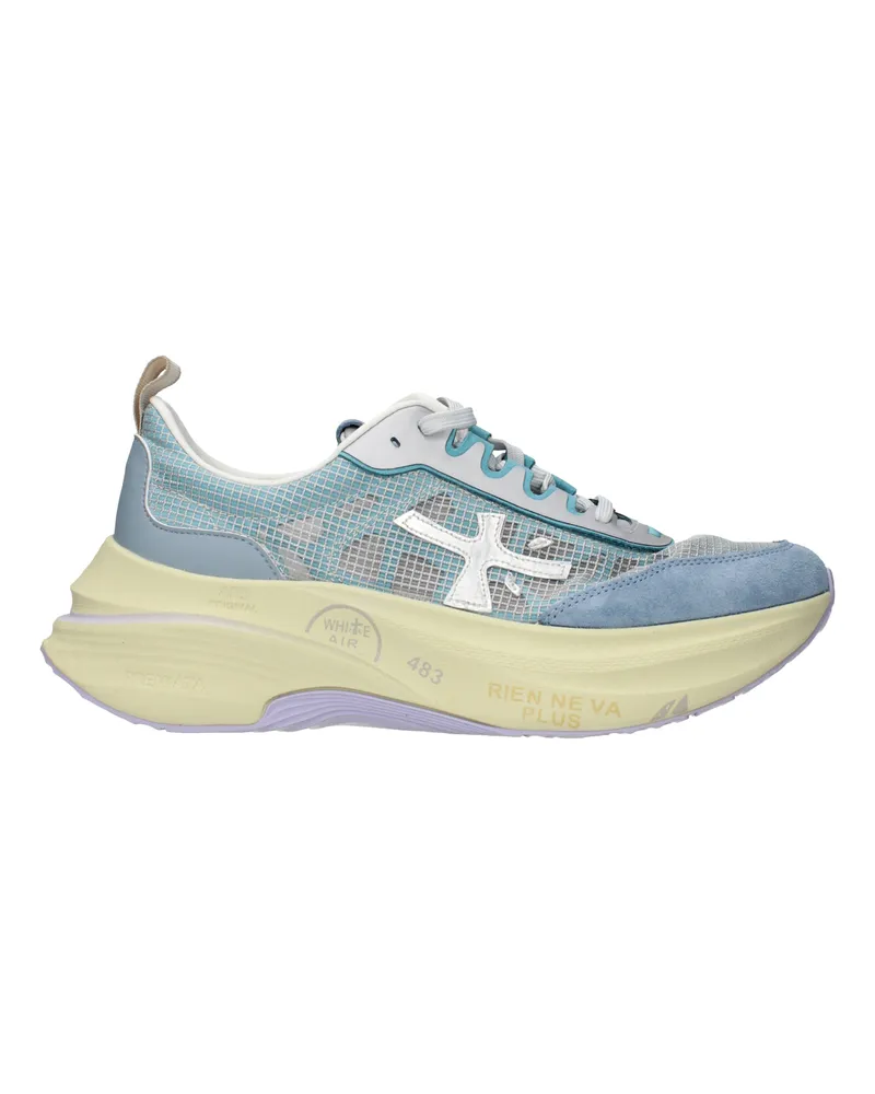 Premiata Preisgekrönte Frauens Sneakers Stoff Himmelblau/Silber -