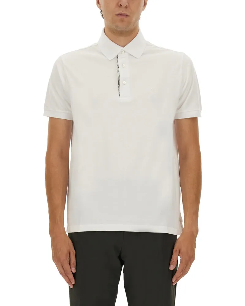 Etro Polo -Hemd mit gestickten Pegasus White