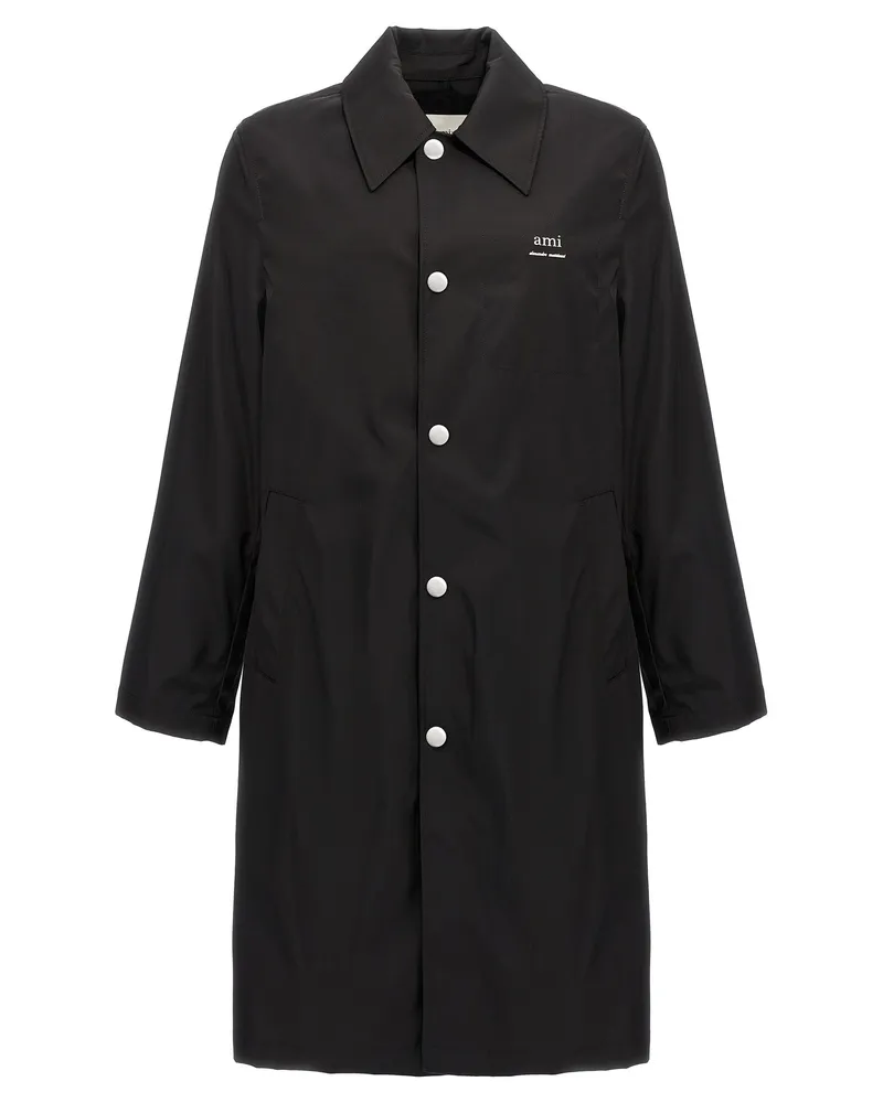 AMI Paris Technischer Twill Trenchcoat Black