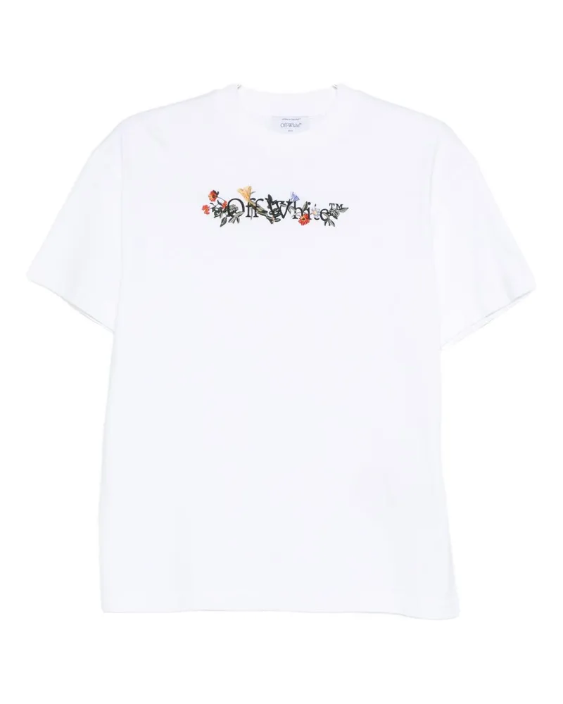 OFF-WHITE Bookish Flowers Baumwoll -T -Shirt White