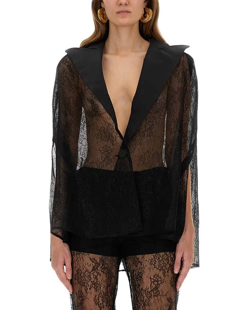 Nina Ricci Blazer inspirierte Spitzenumhang Black