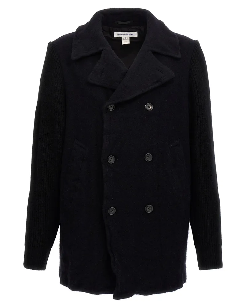 Comme des Garçons Comme des Garcons -Hemdes Doppelbrust Wollmantel Blue