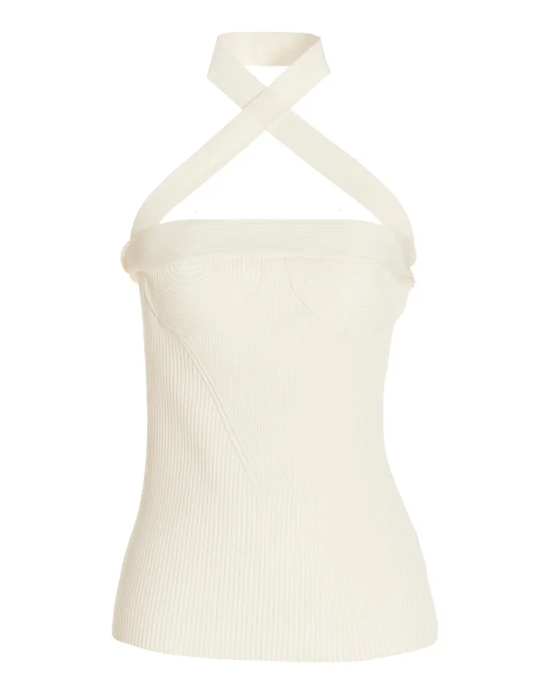 Proenza Schouler Asymmetrische Schulterstrickoper Weiß
