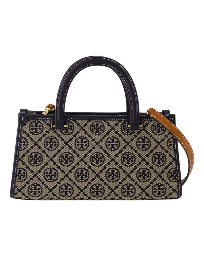 Tory Burch T Monogramm kleiner Geldbeutel e Baumwollblau Blau