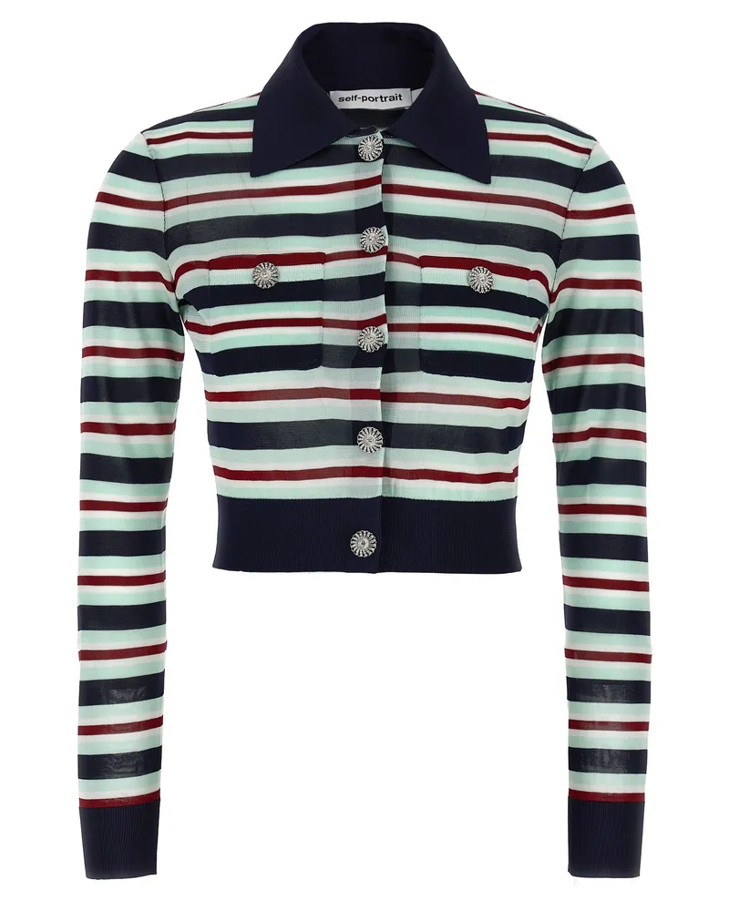 Self-Portrait Self -Porträt 'Navy Striped Viscose Strick' Strickjacke Multicolor
