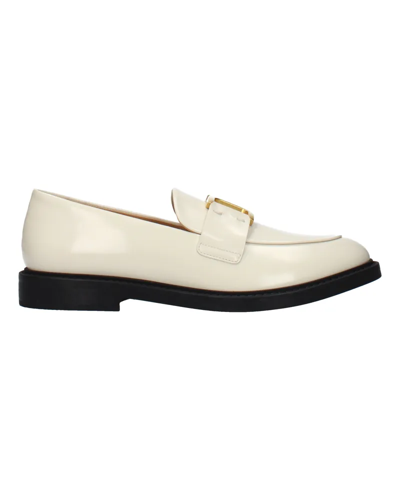 Chloé Damens Beige/eierschalenfarbene Leder-Loafer -