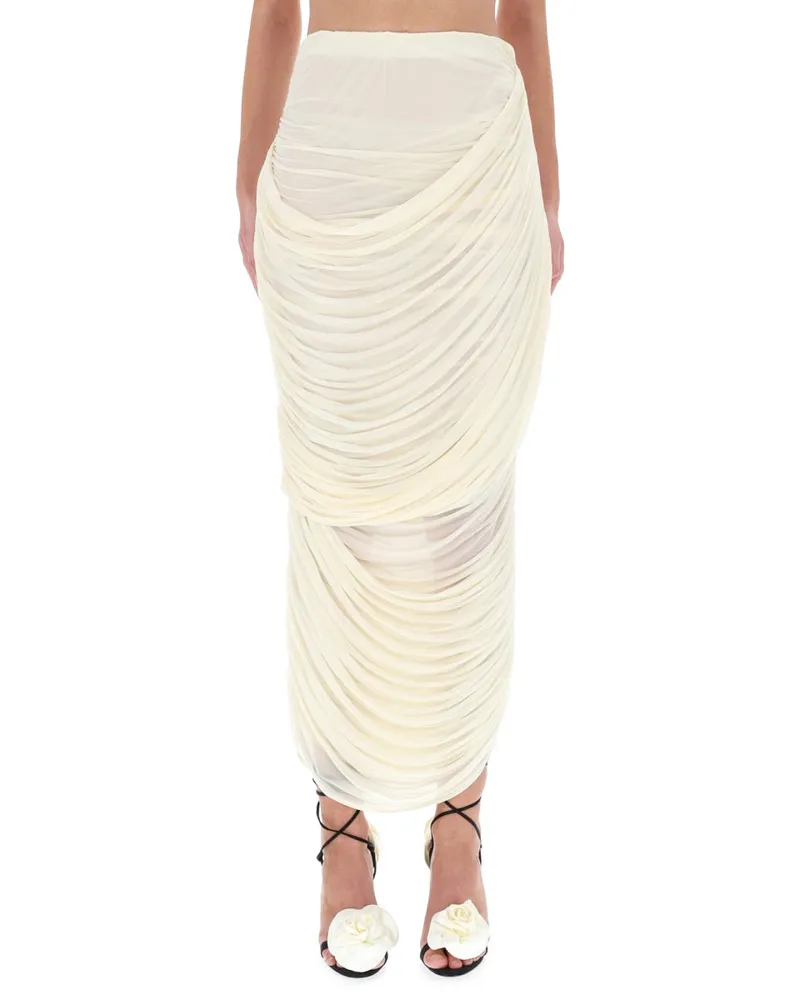 Magda Butrym drapierte Midi -Rock Ivory