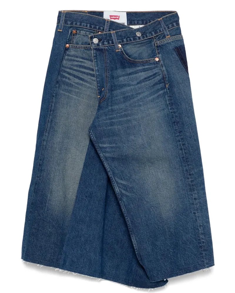 Junya Watanabe Denim Asymmetrischer Rock Blue