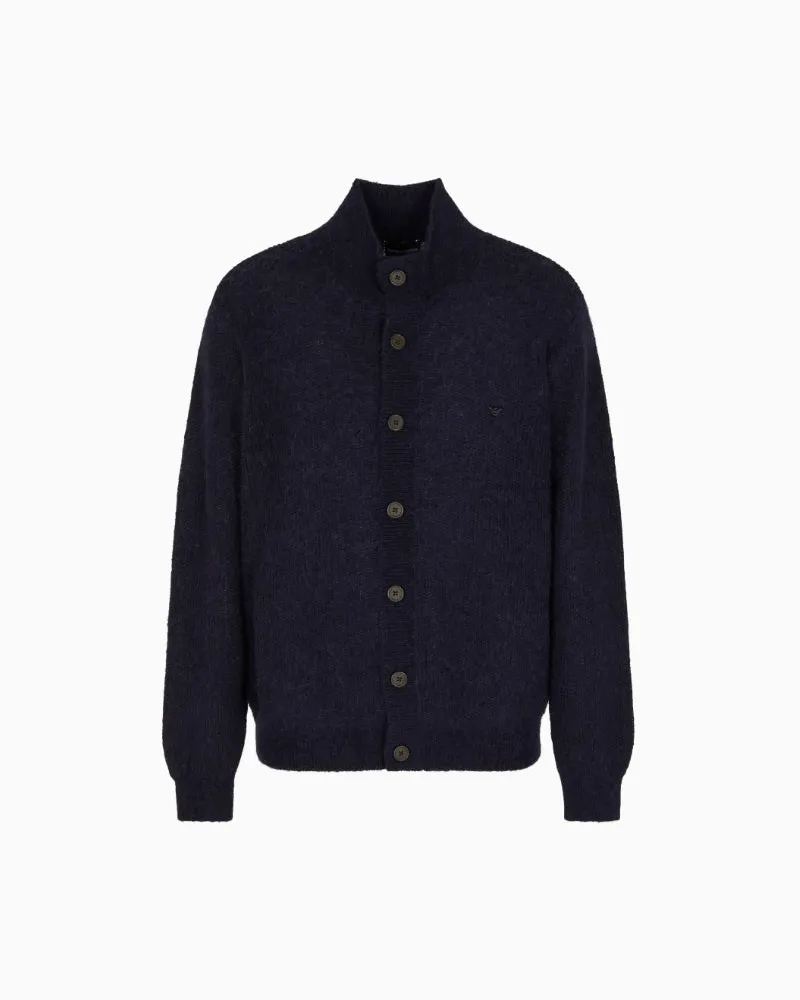 Emporio Armani Alpaca Blend Cardigan Blue