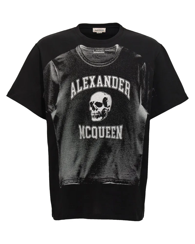 Alexander McQueen Logo Print T -Shirt Black