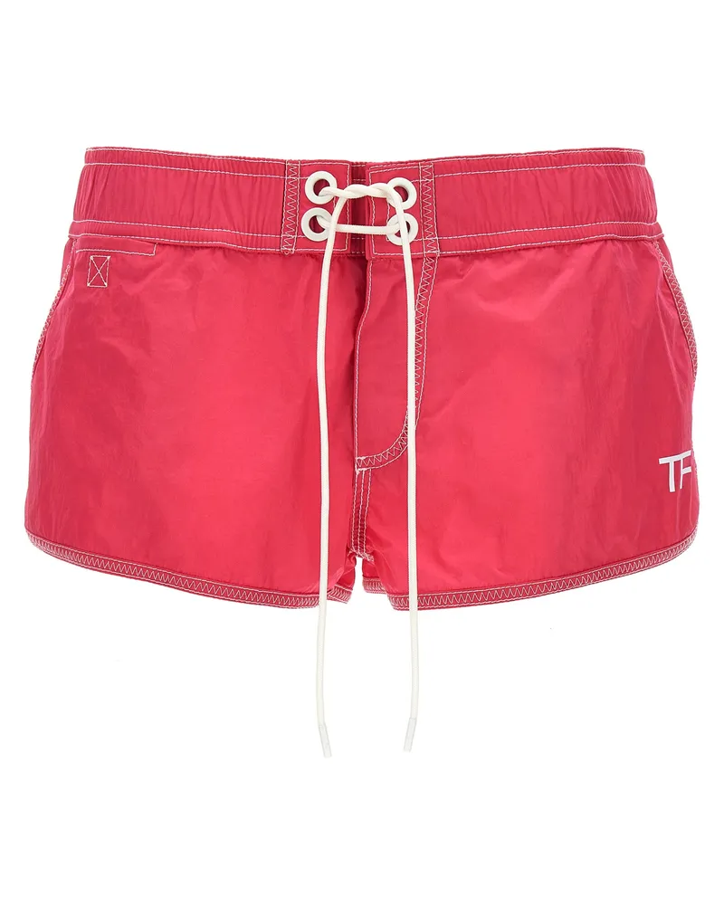 Tom Ford Logo Nylon Shorts Fuchsia