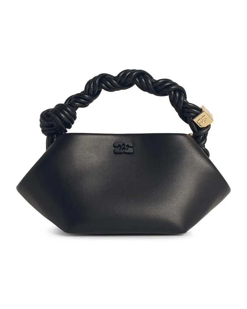 Ganni Bou' Mini -Tasche in schwarzer Lear -Mischung Black