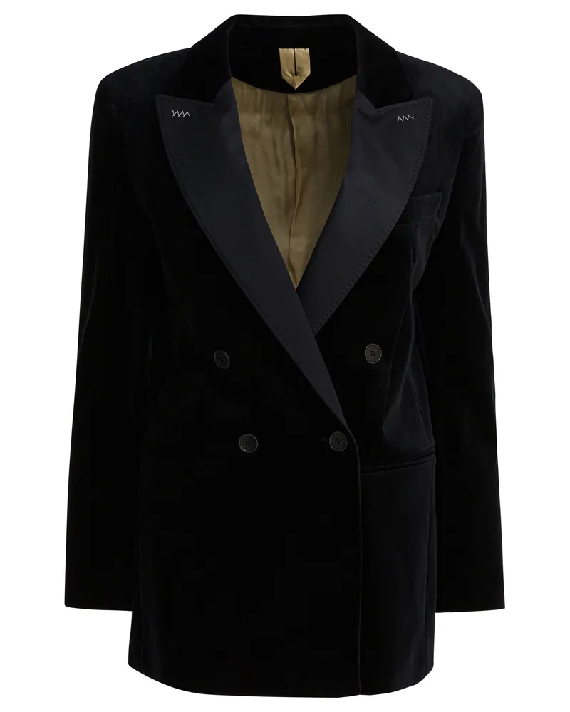 Max Mara Zweireihiger Samtblazer Black