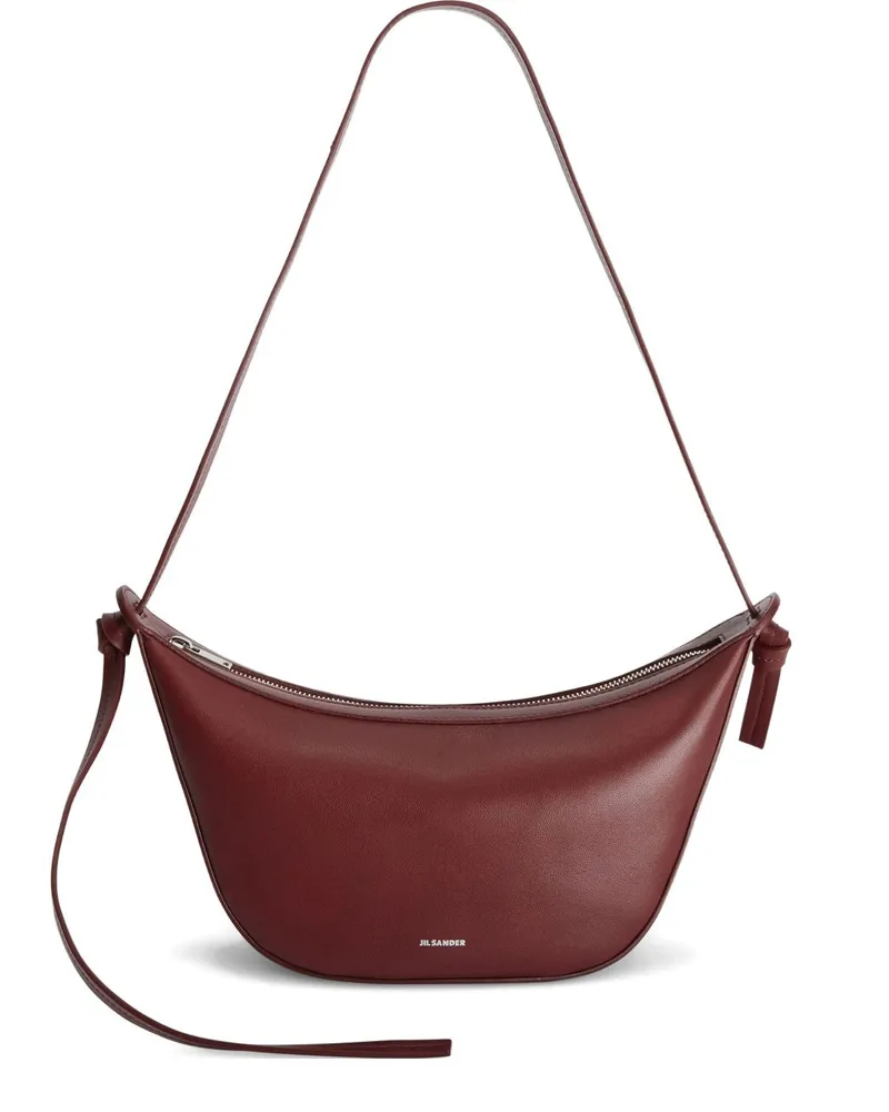 Jil Sander Knot kleine Leder -Crossbody -Tasche Bordeaux