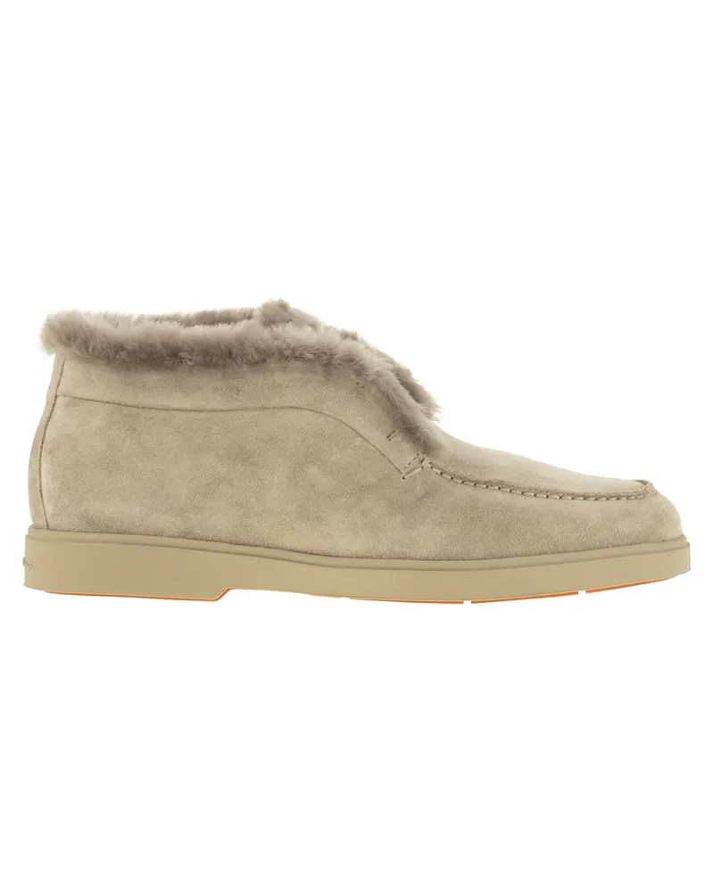 Santoni Desert Boot mit Wildlederfell Sand
