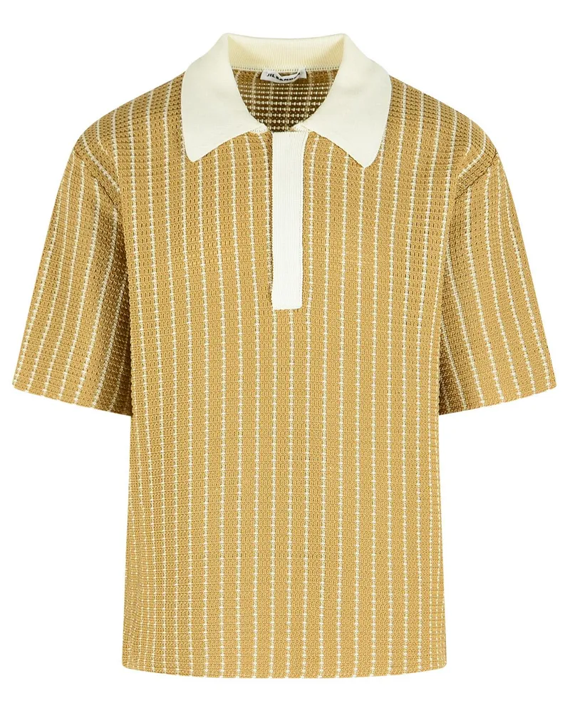 Jil Sander Beige Baumwollstrick-Poloshirt Beige