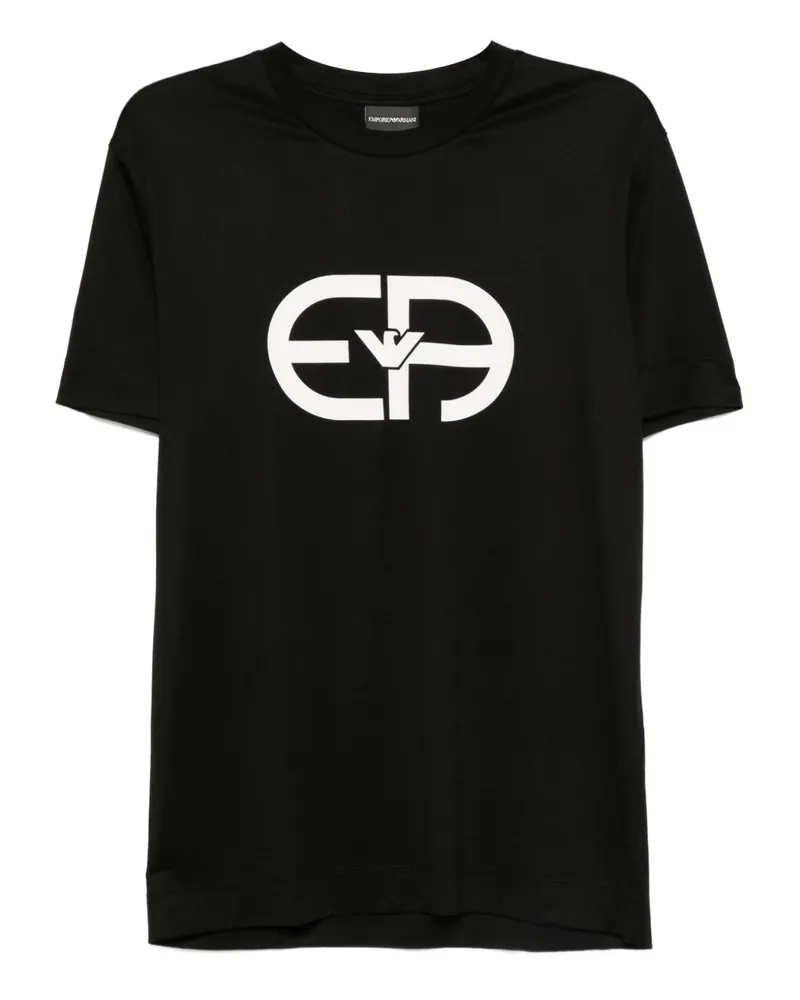 Emporio Armani Logo Baumwollmischung T -Shirt Black