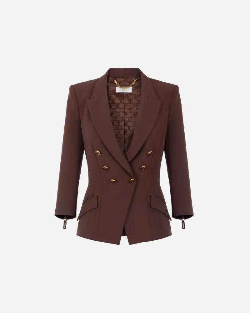 Elisabetta Franchi Double Crepe Jacke Caffe