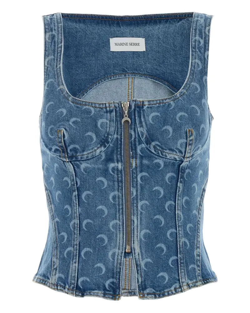 Marine Serre Moon Denim-Bustier-Oberteil Clear