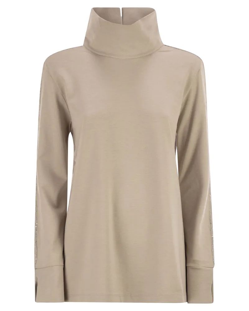 Herno Pullover mit hohem Kragen aus Viskosemischung Beige