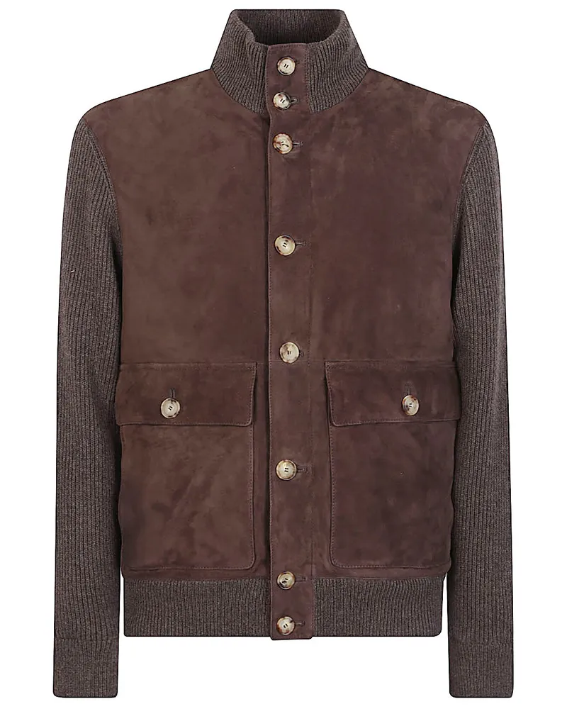 Brunello Cucinelli Leder Bomberjacke Brown