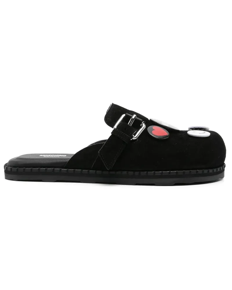 Moschino Hausschuhe mit Dekoration Nero