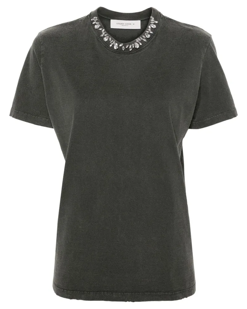 Golden Goose Golden Gans bestickter Baumwoll -T -Shirt Grey