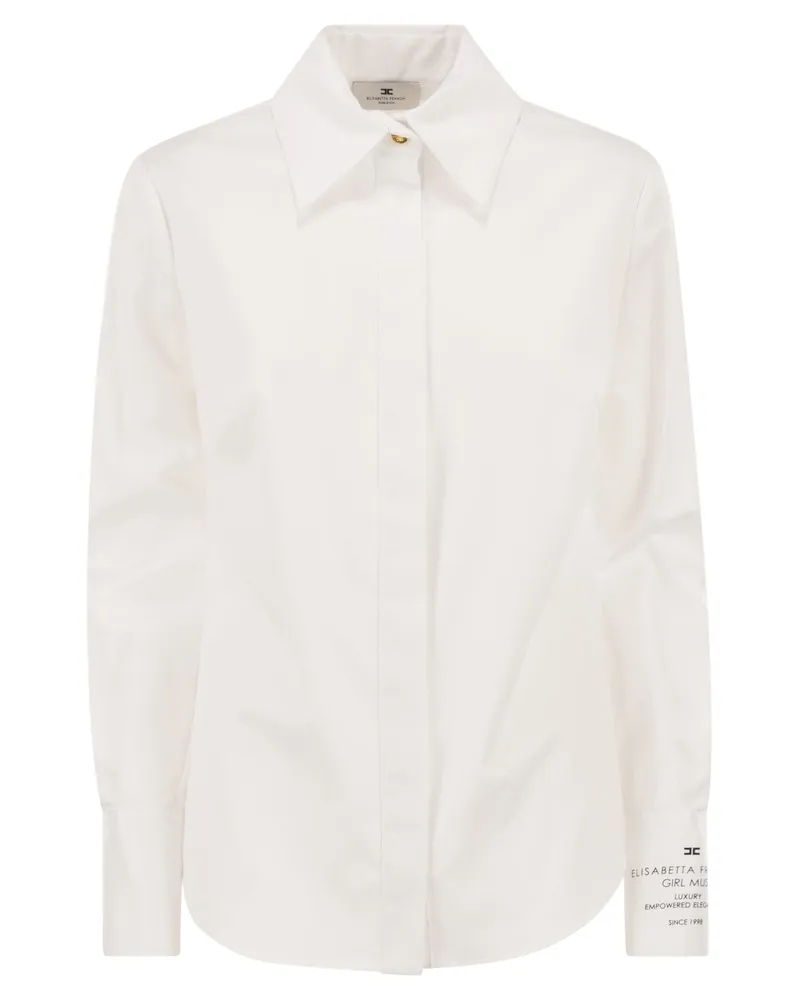 Elisabetta Franchi Hemd aus Baumwollpopeline mit Logo White