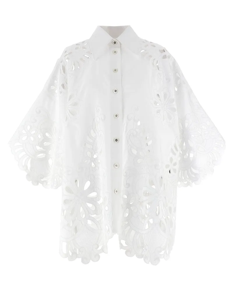 Dolce & Gabbana schneiden Stickhemd aus White