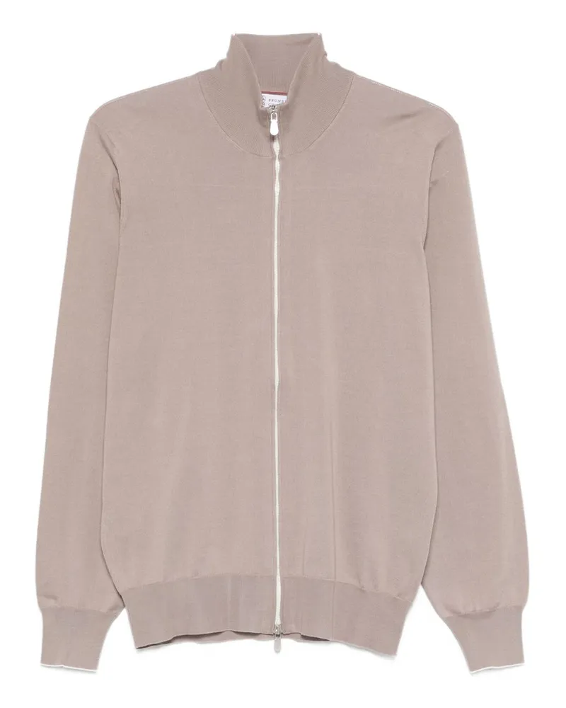 Brunello Cucinelli Baumwoll-Cardigan mit Reißverschluss Brown