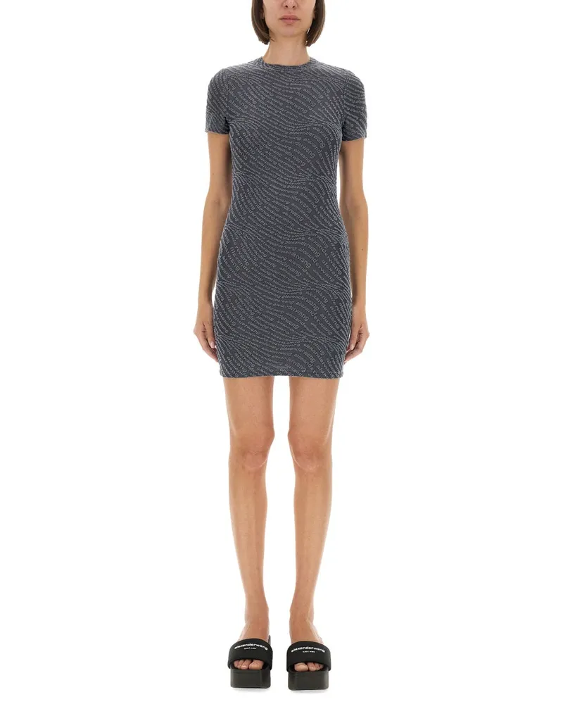 Alexander Wang Jacquard Mini -Kleid mit Logo Grey
