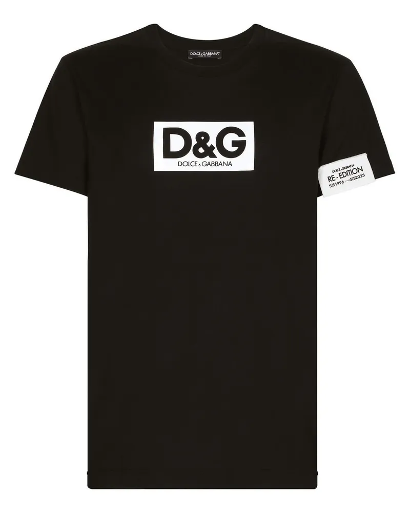 Dolce & Gabbana Baumwoll -T -Shirt mit Re Edition Logo Patch Black