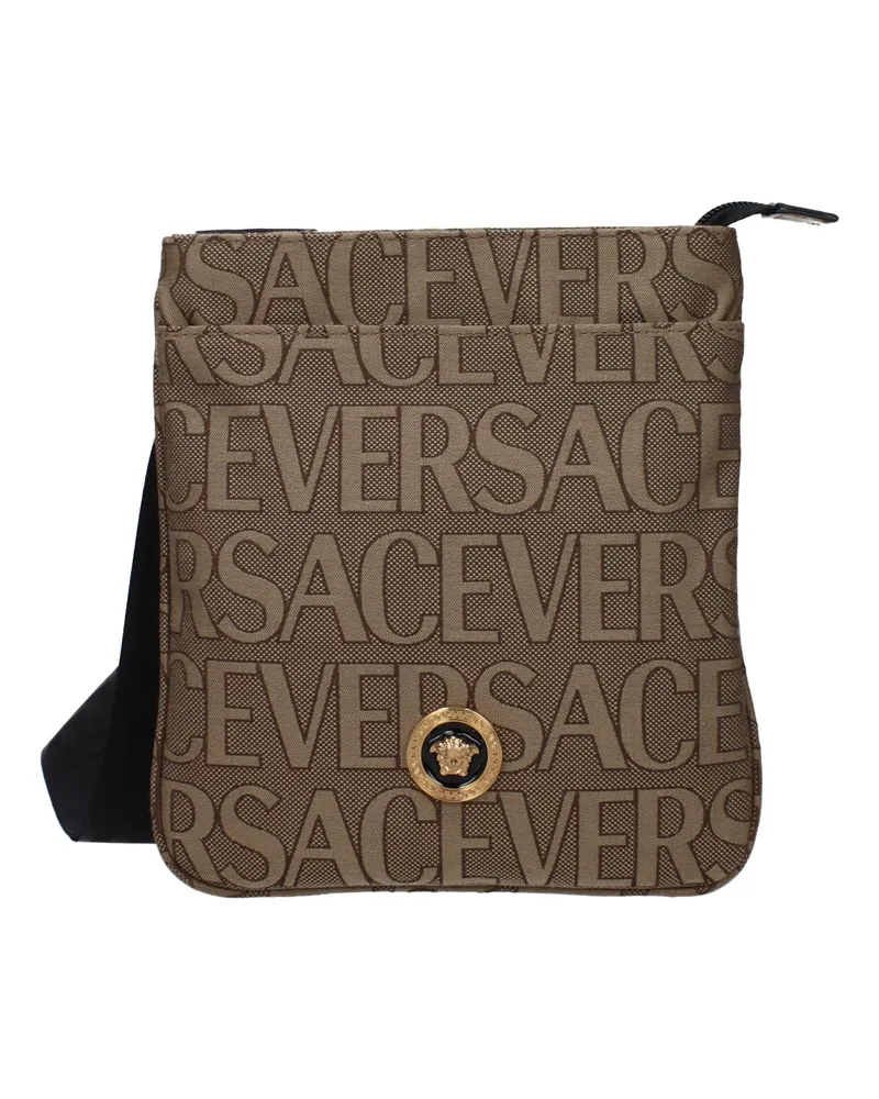 Versace Herrens Umhängetasche aus beige/braunem Stoff -