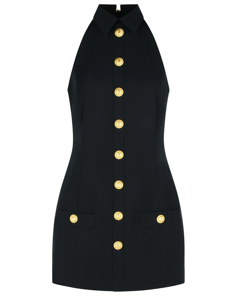 Balmain Black Virgin Woll Kurzkleid Black