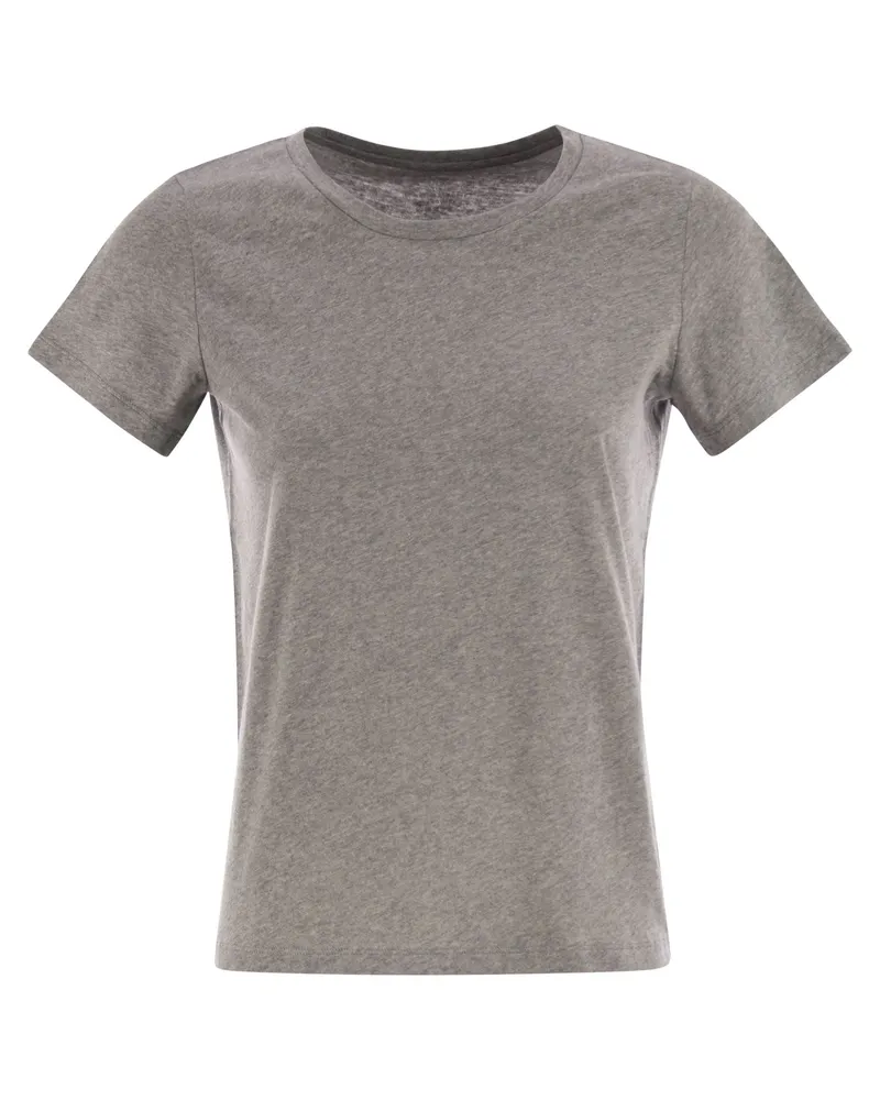 Majestic Crew Hals kurzärmeligte Baumwoll -T -Shirt Grey